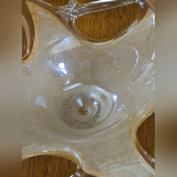 Vintage Murano Style Art Glass Lattce Edge Basket Bowl - Picture 4 of 10